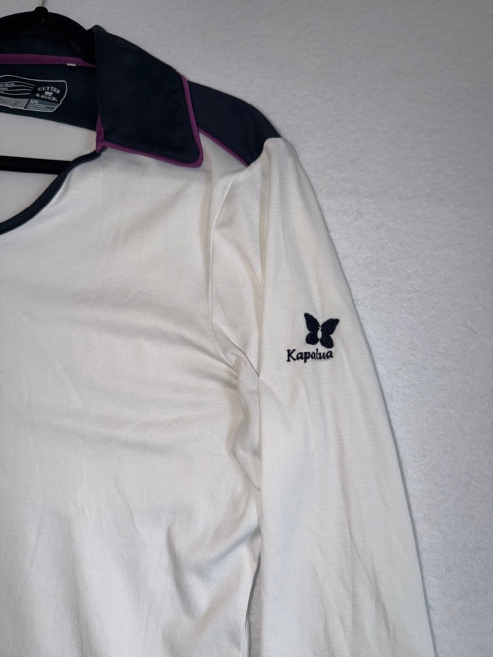 KAPALUA Hawaii Adidas White and Navy Asymmetrical Collar Women's Top - Picture 4 of 8